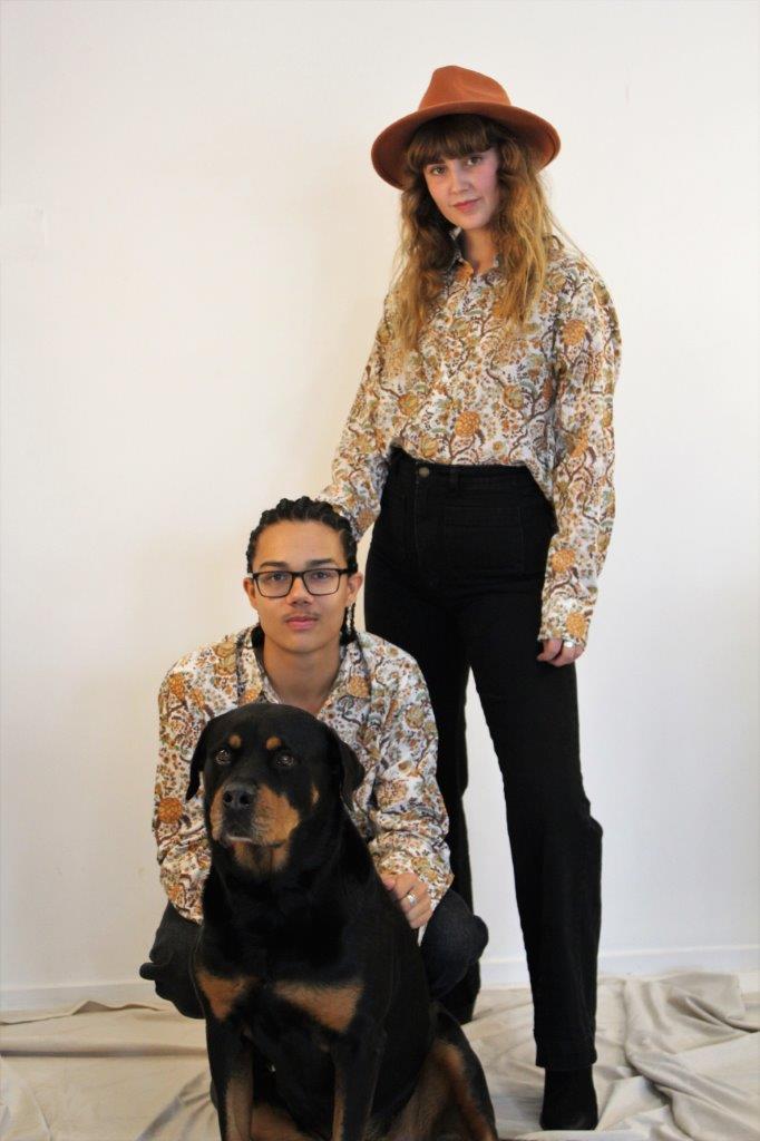 Brown Cotton Shirt with Flowers